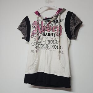 Super Rare Abbey Dawn By Avril Lavigne Short Sleeve Zip Up Hoodie Size Medium